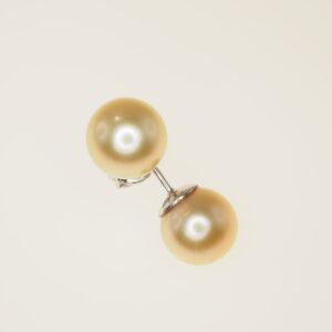 A lobo con perle coltivate Australia 10-10½ e brillanti ct 0,26 oro g 2,35