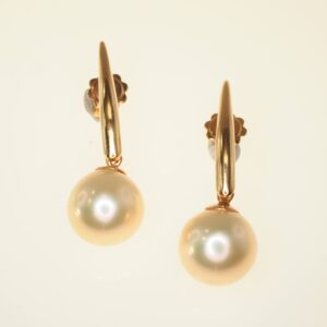 orecchini a pendente oro rosé e perla coltivata acqua dolce 11- 11½   oro gr. 3,22